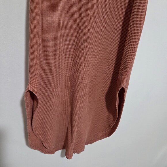 EUC ANTHROPOLOGIE DAILY PRACTICE WAFFLE KNIT SCOOP NECK BUTTON DOWN TAN DRESS M - Picture 6 of 14